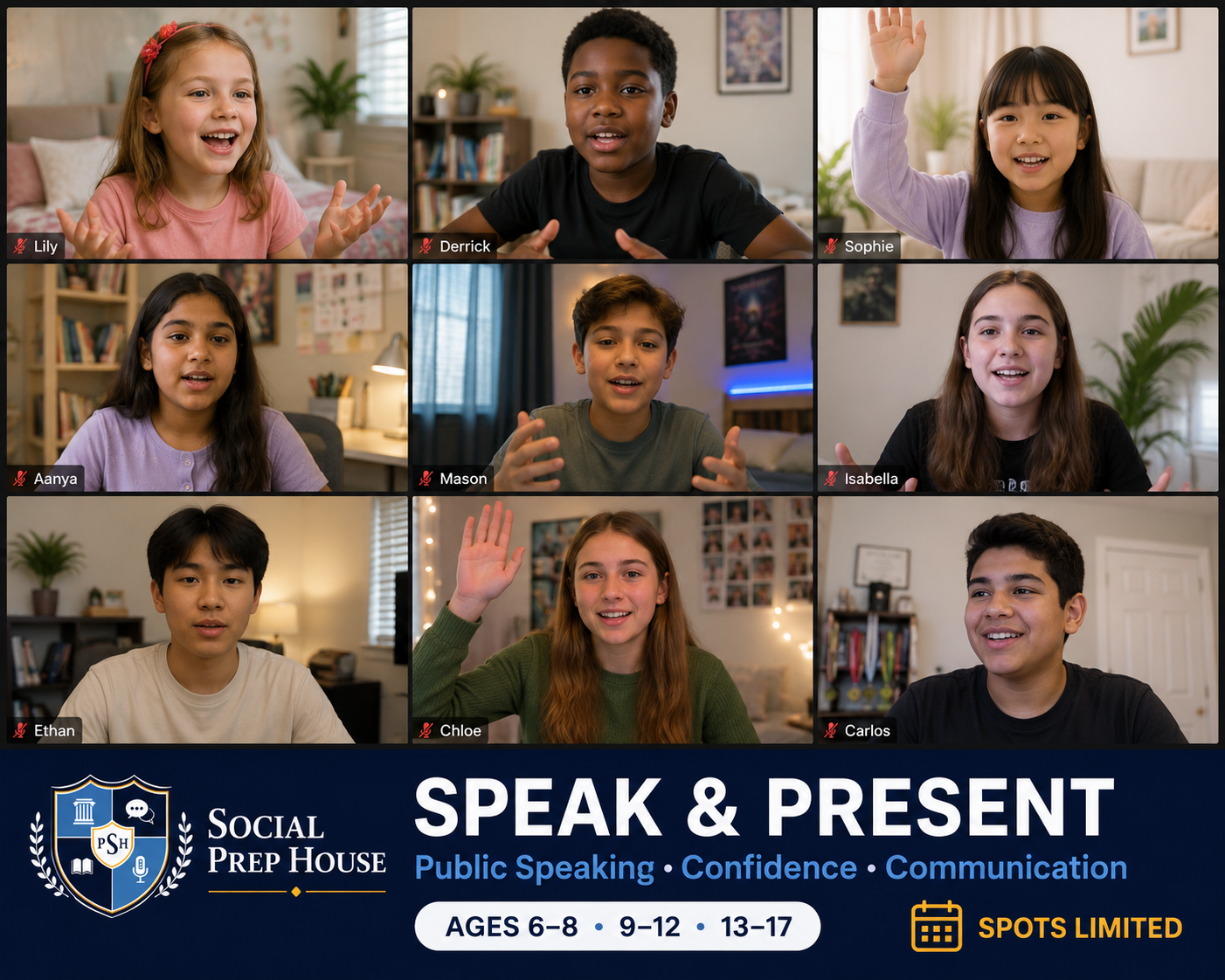 Social Prep House promotional banner for speaking and communication classes