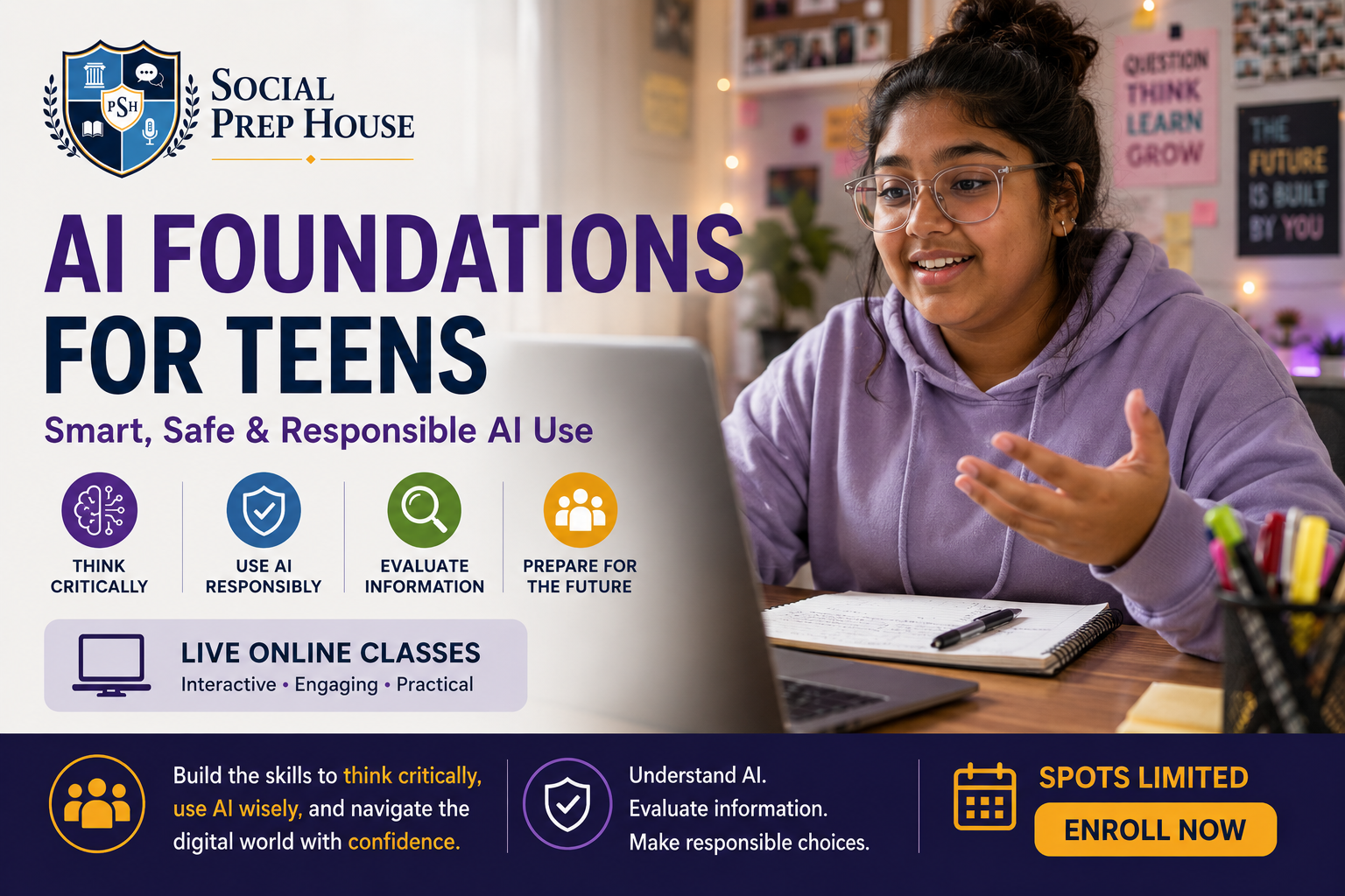 Social Prep House AI Basics banner for teens learning online