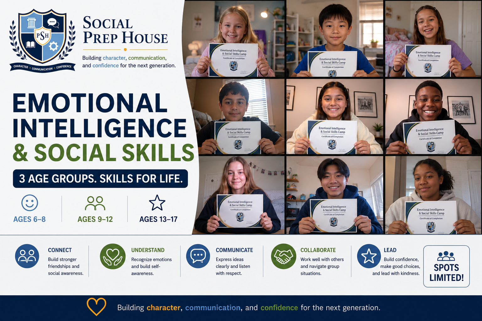 Social Prep House banner highlighting live online classes for kids