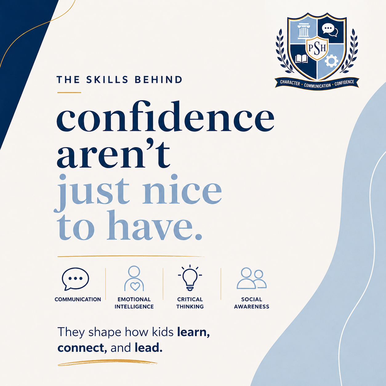 Social Prep House branded graphic about the importance of confidence